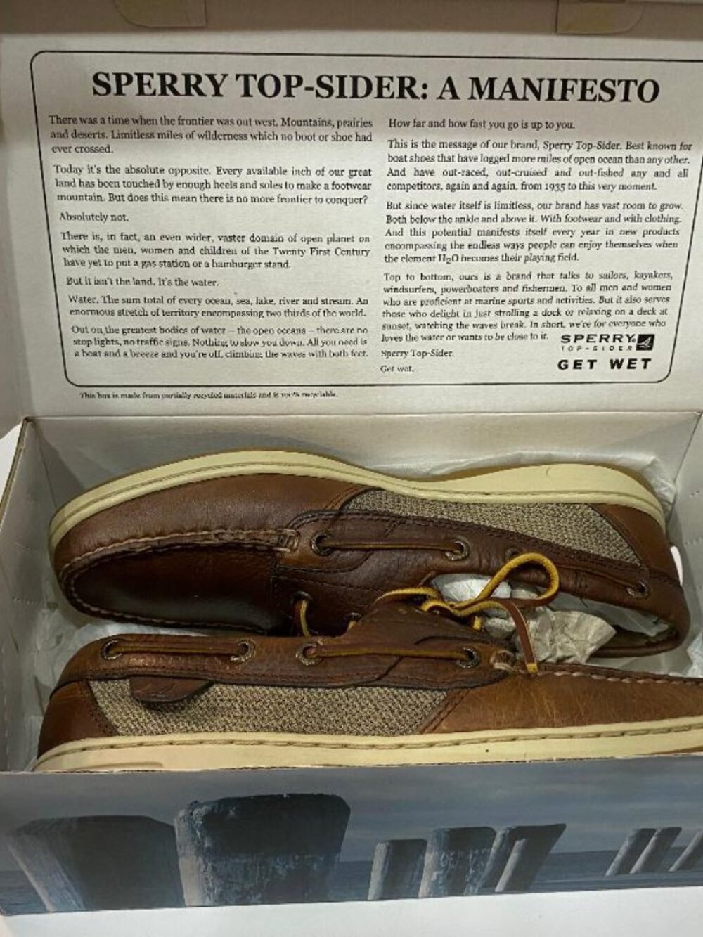 SPERRY BLUEFISH 2 EYE Top Sider Get Wet Boat Shoes Tan Size 8M NEW